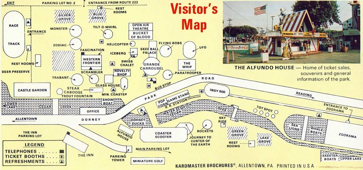 Dorney Park amp Wildwater Kingdom - Dorney Park Map 1970s 