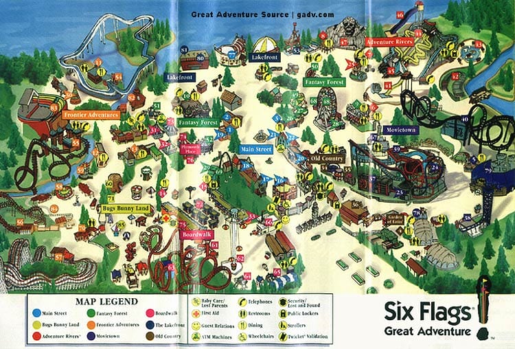 Six Flags Great Adventure Map 1998