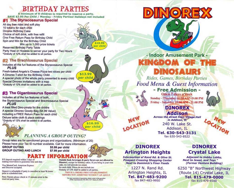 Dinorex Map and Brochure (2004) | ThemeParkBrochures.net