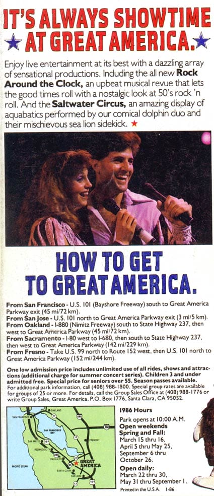 Great America Map and Brochure - Great America Brochure 1986 5 
