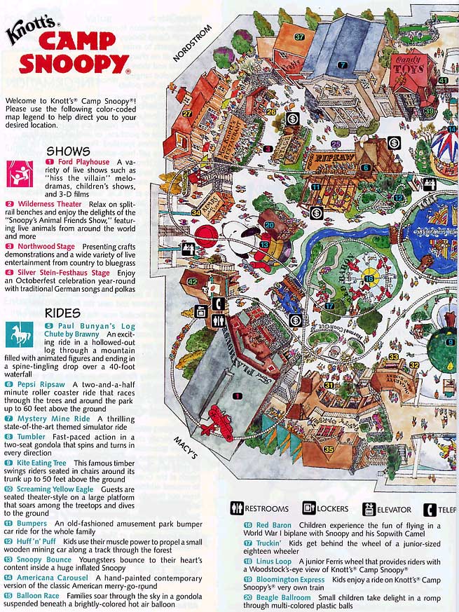 Knott's Camp Snoopy Map and Brochure (1992 2023)