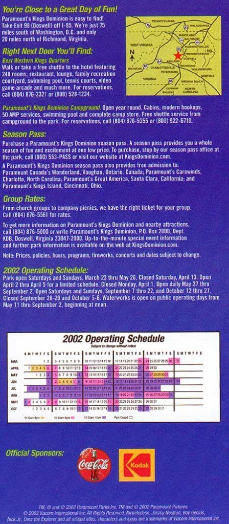 Paramount's Kings Dominion Brochure 2002_8