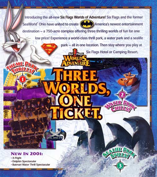 Six Flags Worlds of Adventure Map and Brochure (2001 – 2002)