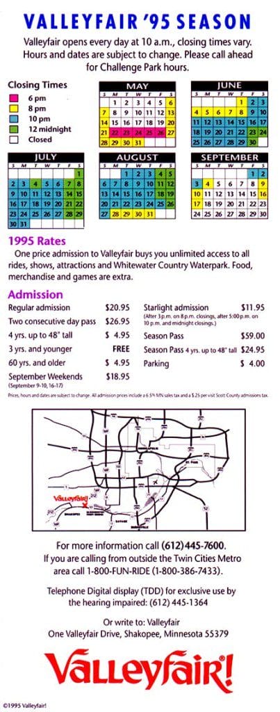 valleyfair 1995 map