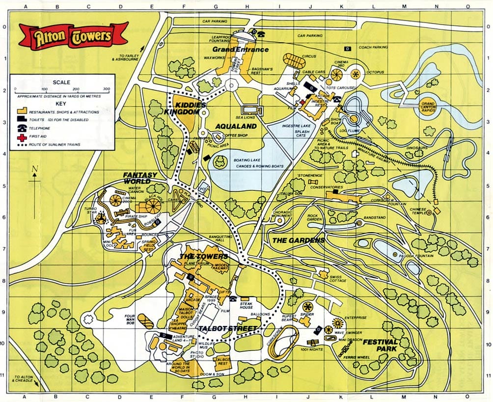 Alton Towers Map 1986