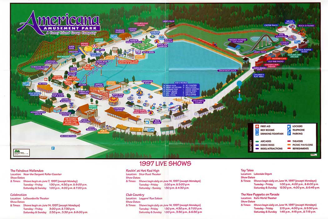 Americana Amusement Park Map and Brochure (1997)