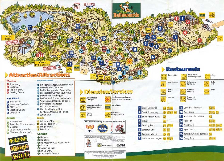 Bellewaerde Map 2001