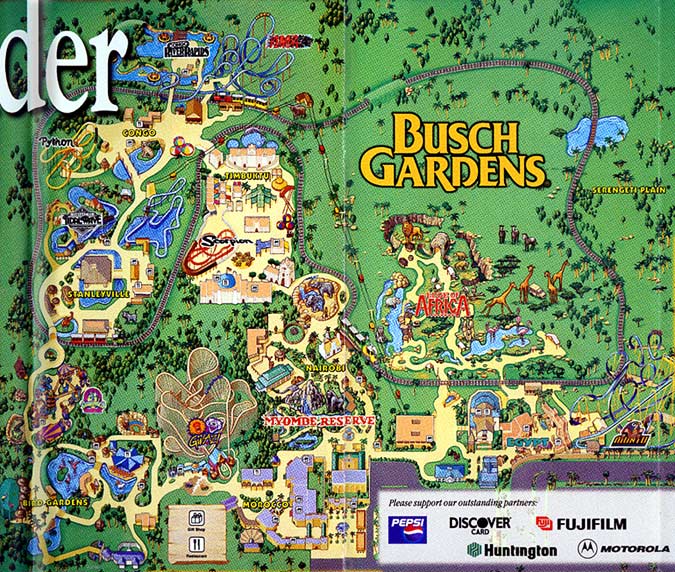 Busch Gardens - Tampa Map 2001