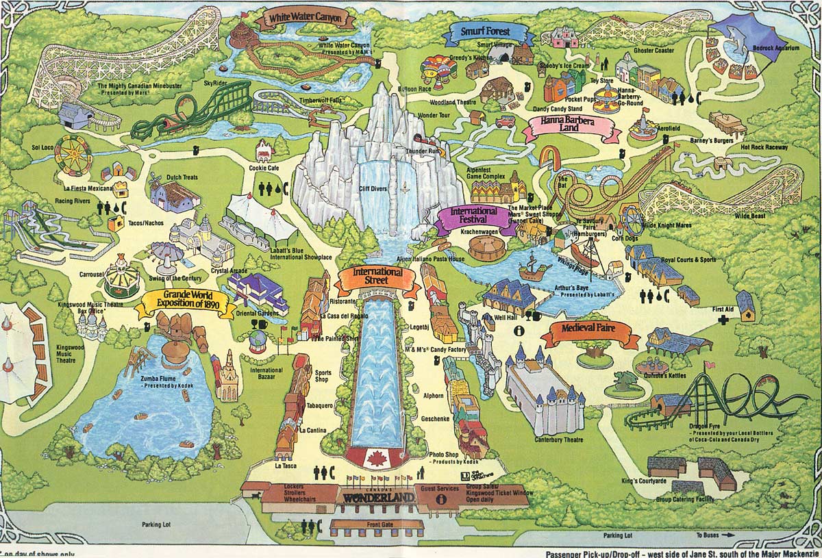 Canada’s Wonderland Map and Brochure (1986 – 2024)