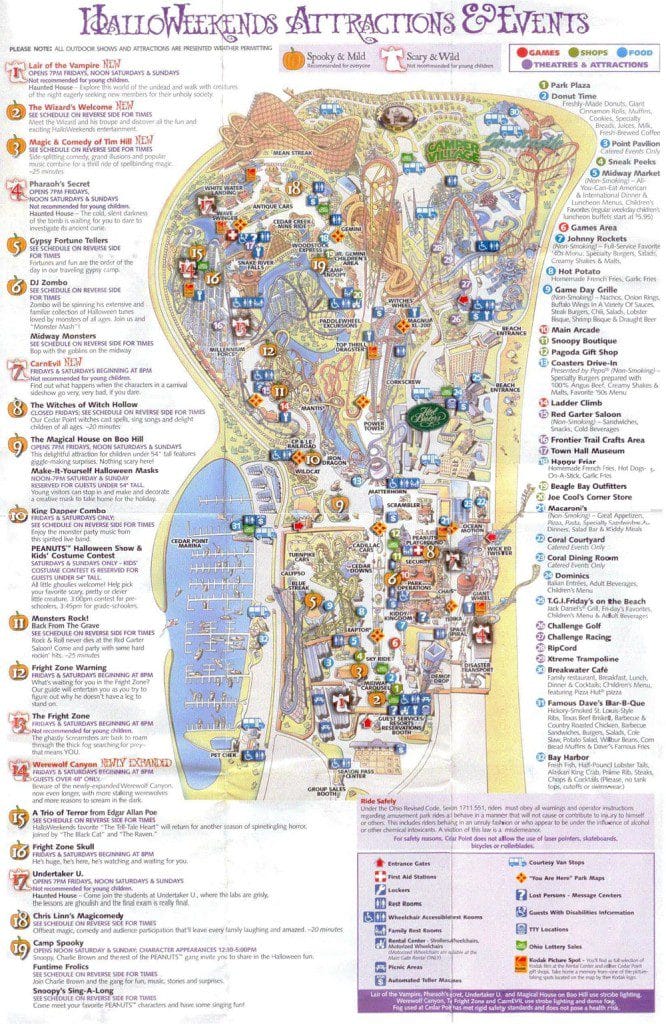 Cedar Point Halloweekends Map 2004