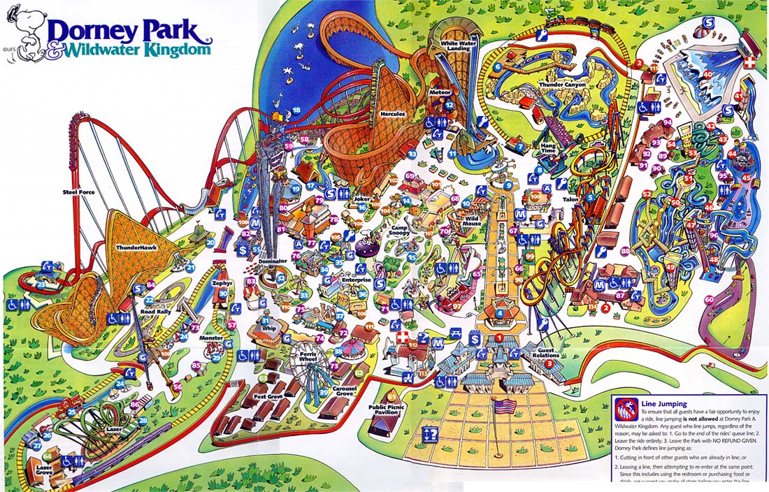 Dorney Park & Wildwater Kingdom Map and Brochure (1964 – 2024)