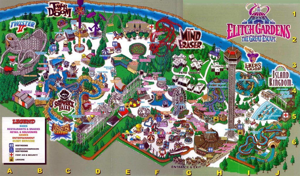 Elitch Gardens Map 1997