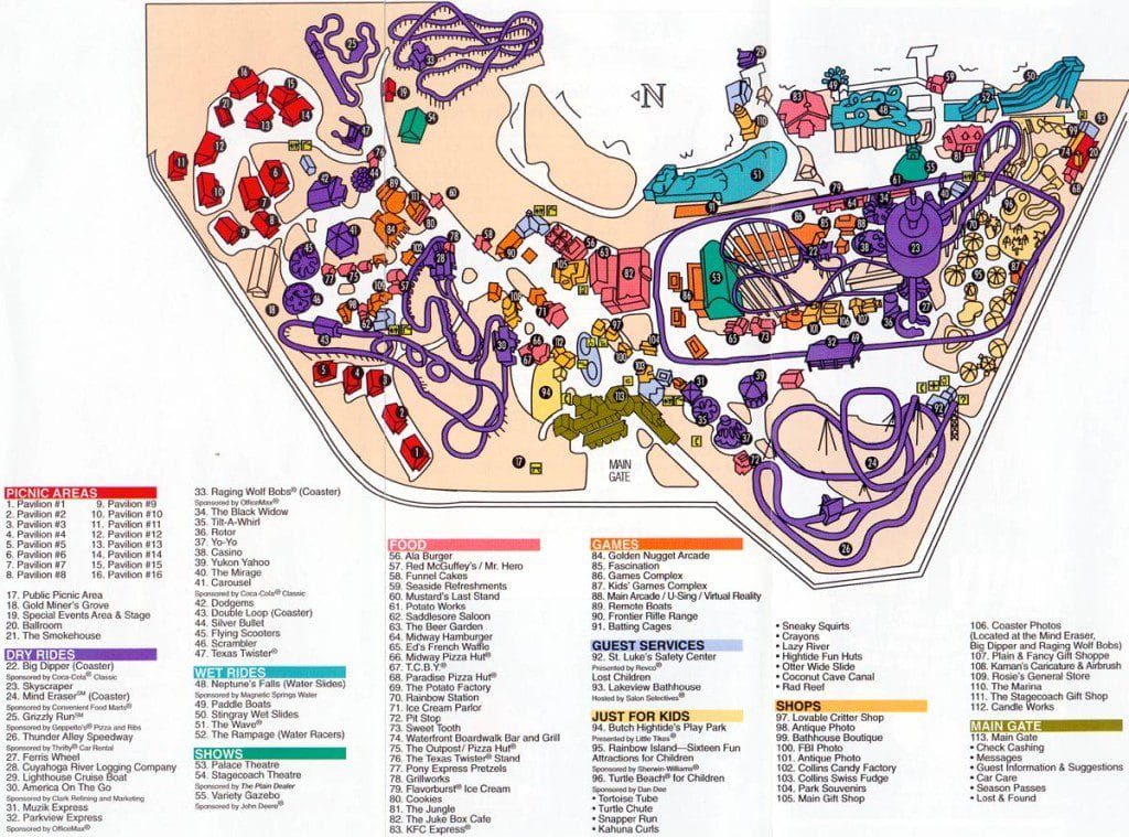Geauga Lake Map 1996