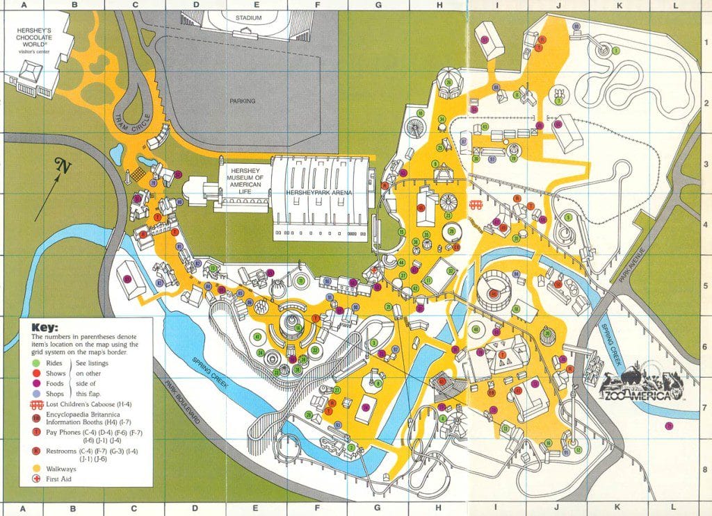 HersheyPark Map 1987