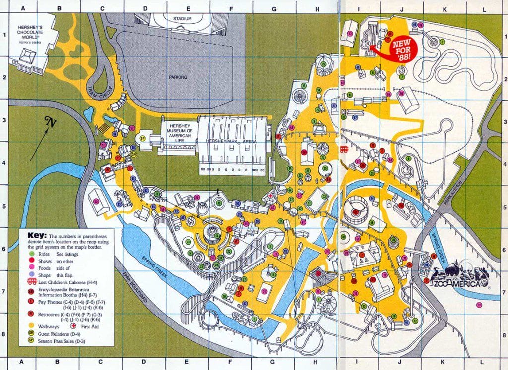 HersheyPark Map 1988