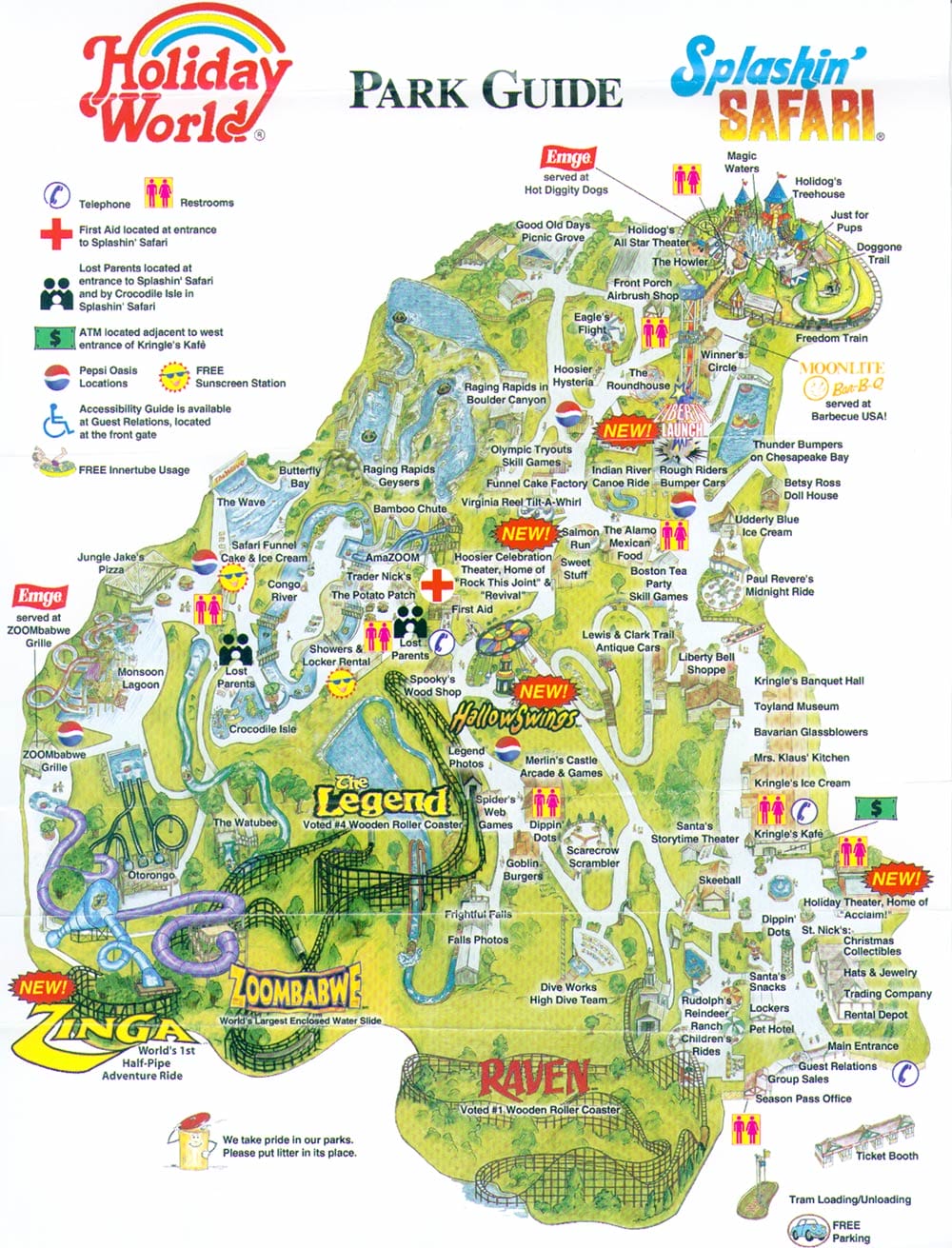 Holiday World & Splashin’ Safari Map and Brochure (1986 – 2023)