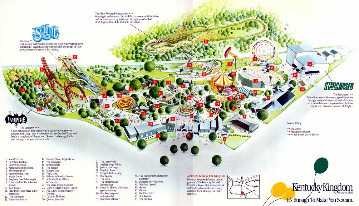 Kentucky Kingdom Map and Brochure (1990 – 2023)