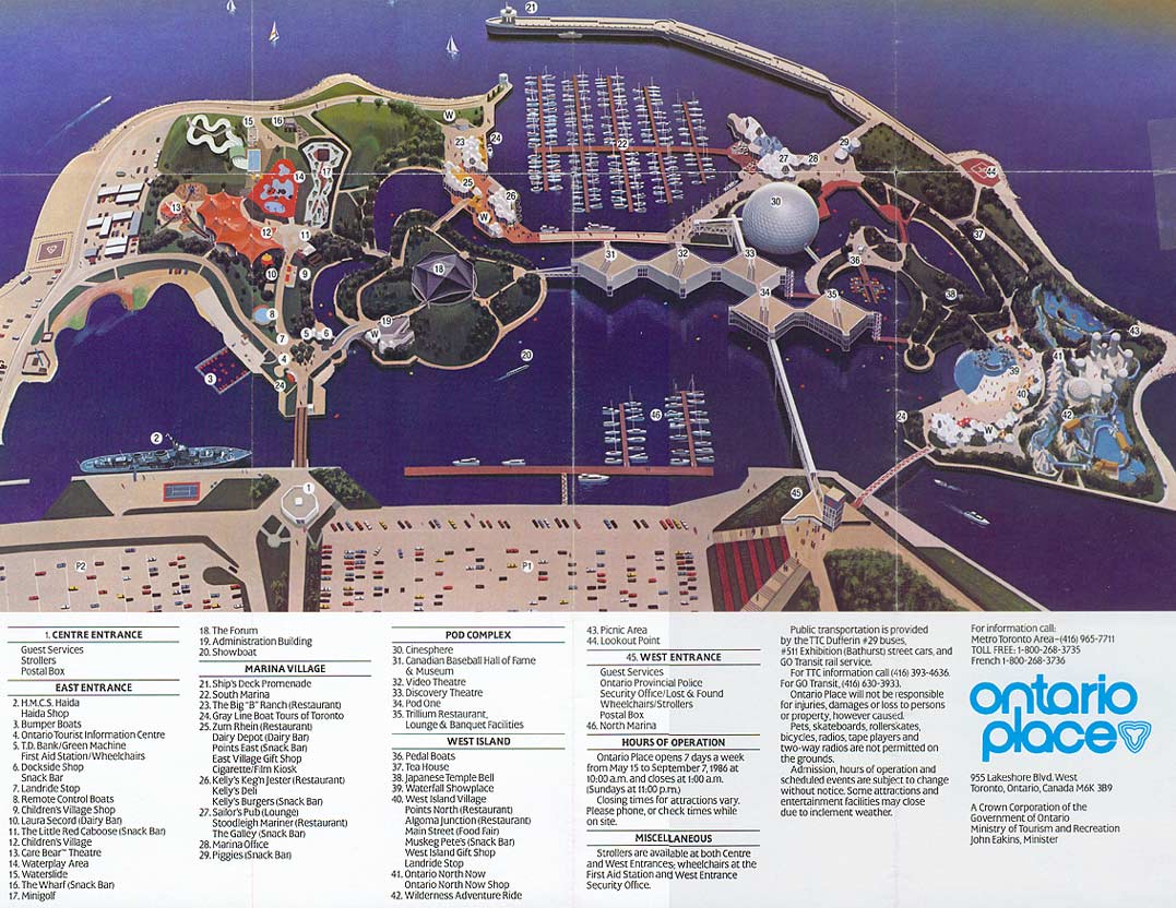Ontario Place Map and Brochure (1986 – 2023)