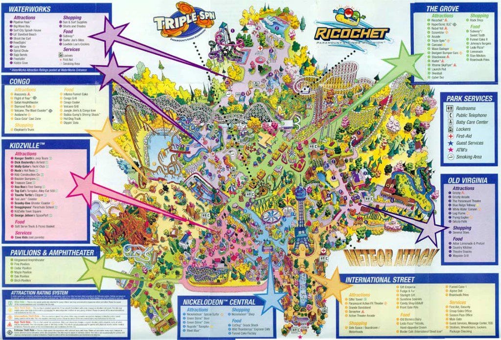 Paramount's Kings Dominion Map 2002