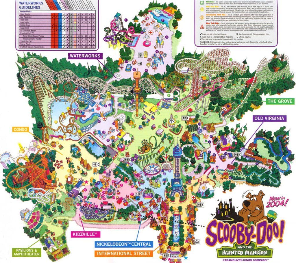 Paramount's Kings Dominion Map 2004