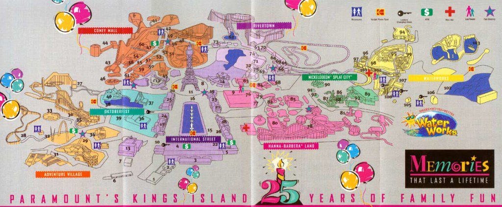 Paramount's Kings Island Map 1997
