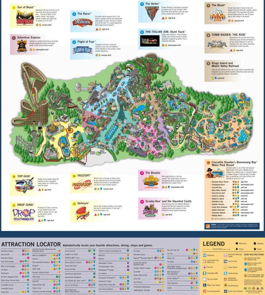 Paramount's Kings Island Map 2005