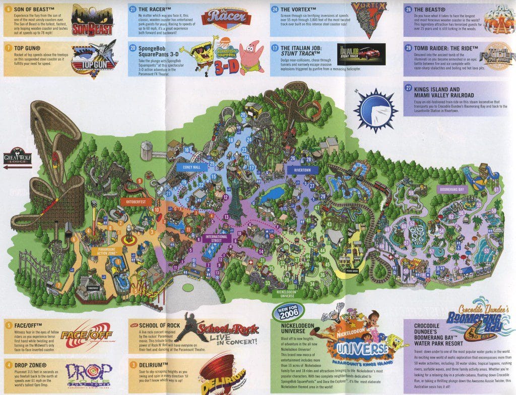 Paramount's Kings Island Map 2006