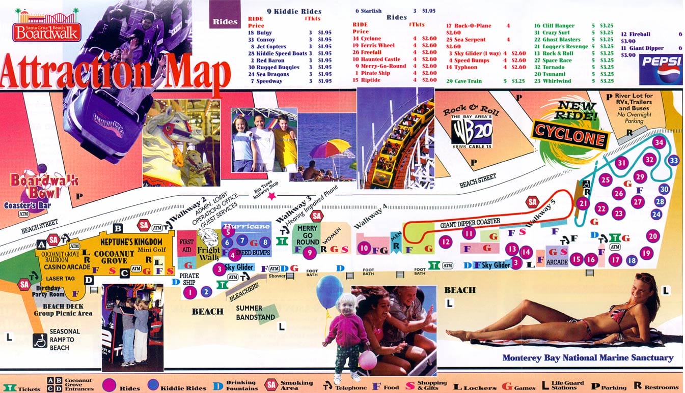 Santa Cruz Beach Boardwalk Map and Brochure 2003 2023