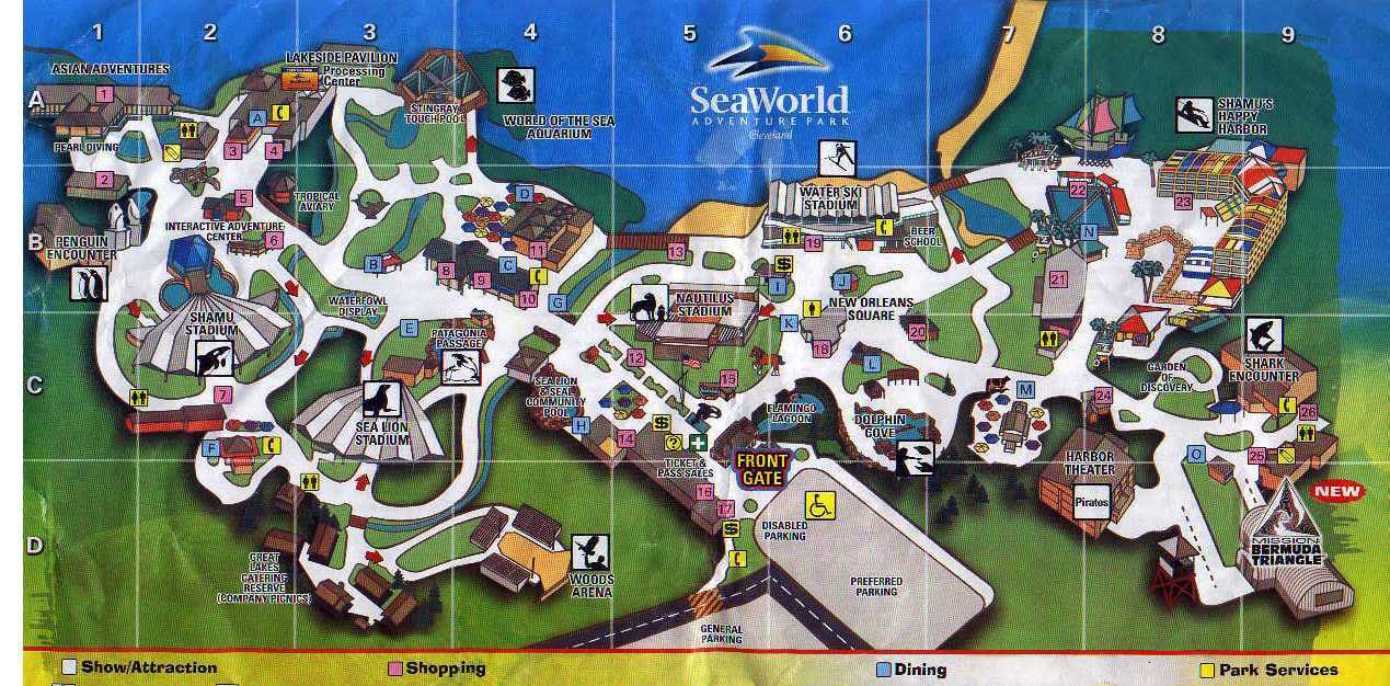 SeaWorld Ohio Map and Brochure (1988 – 2000)