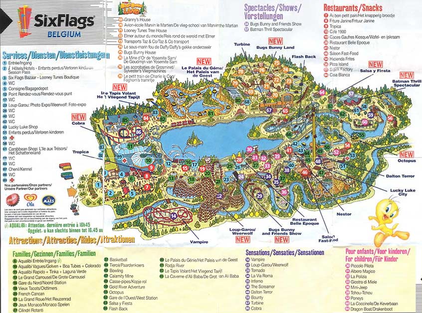 Six Flags Belgium Map 2001