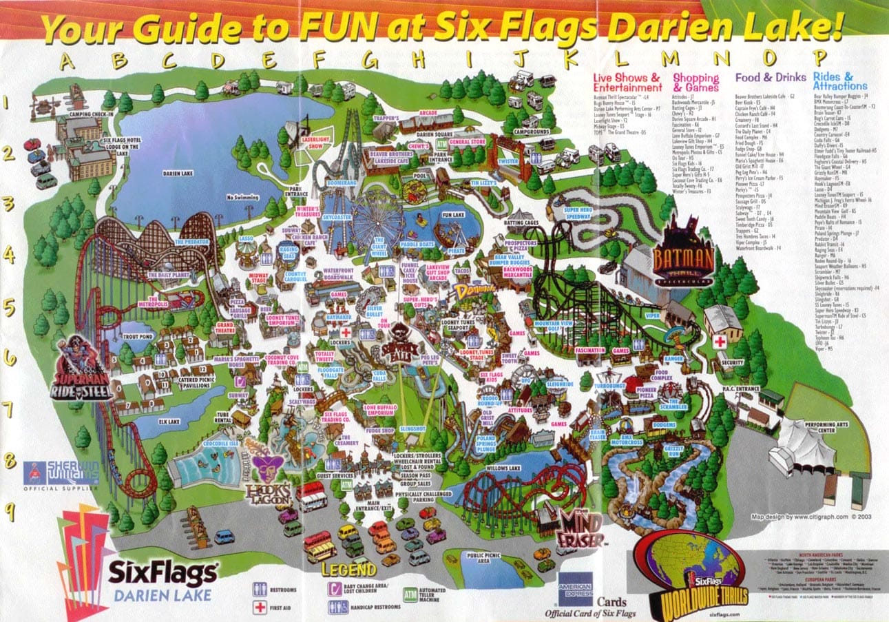 Six Flags Darien Lake Map and Brochure (1988 – 2023)