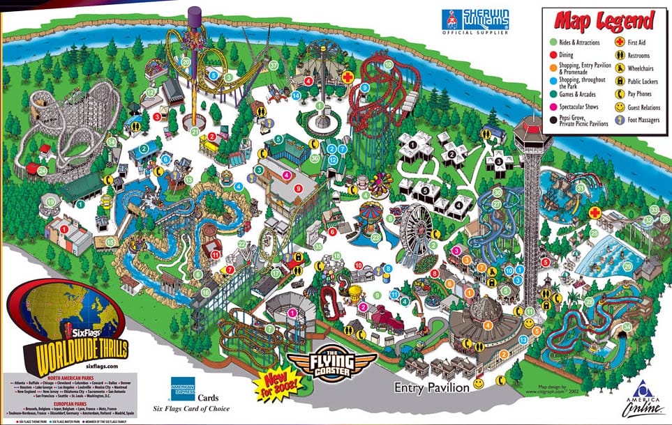 Six Flags Elitch Gardens Map 2002