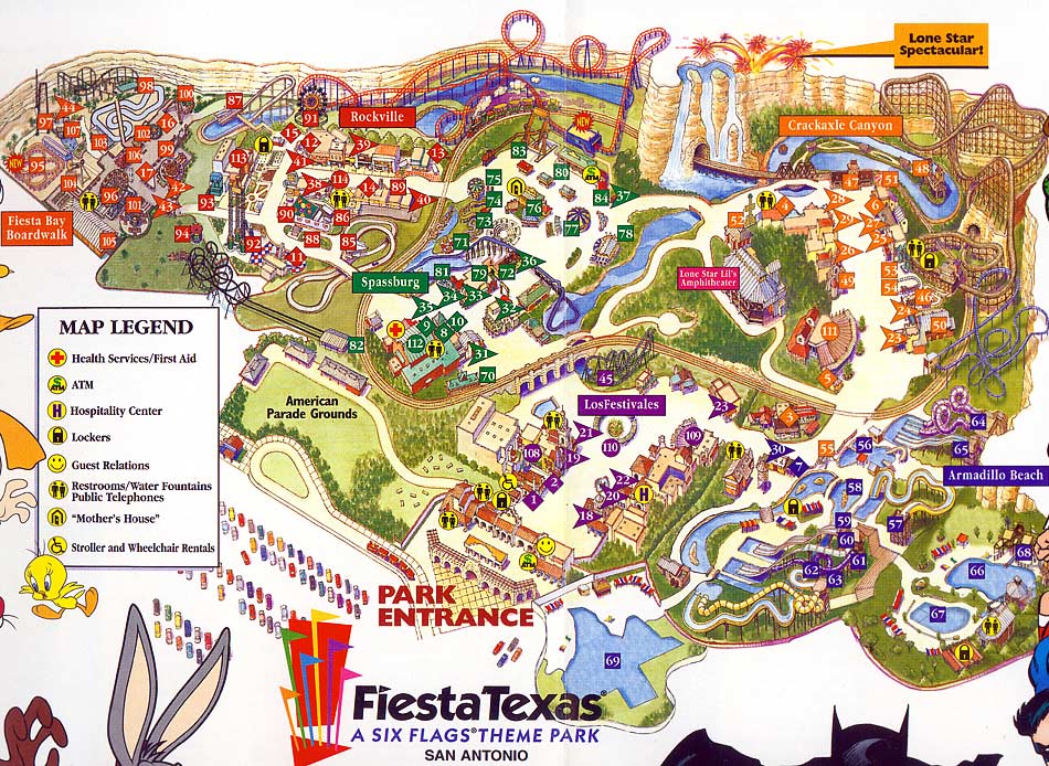 Six Flags Flags Fiesta Texas Map 2000