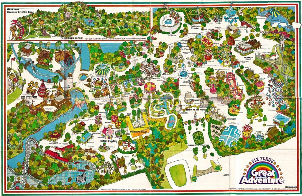 Six Flags Great Adventure Map 1980