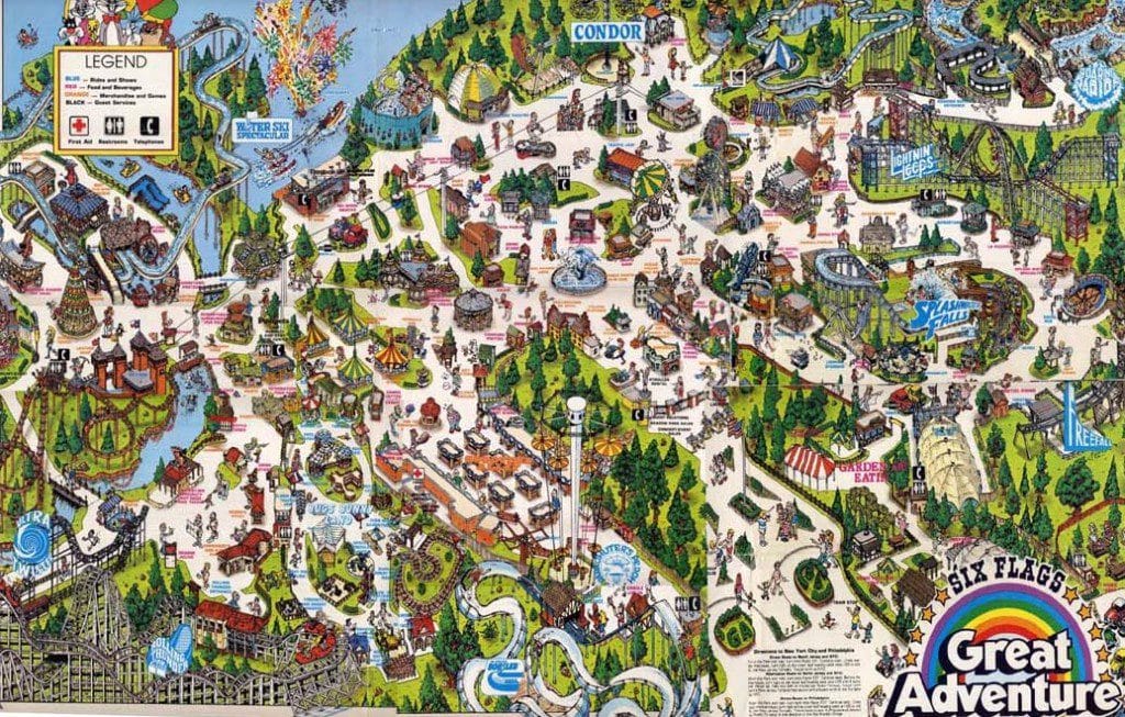 Six Flags Great Adventure Map 1987