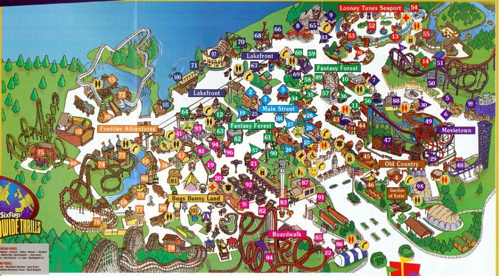 Six Flags Great Adventure Map 2001