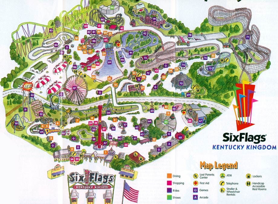 Six Flags Kentucky Kingdom Map 2003