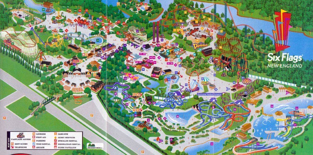 Six Flags New England Map 2003