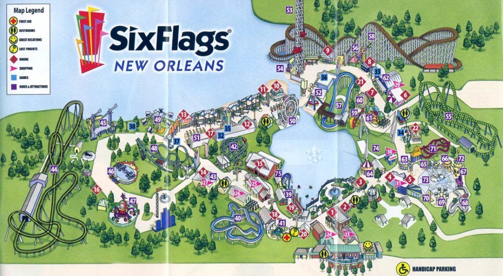 Six Flags New Orleans Map 2004
