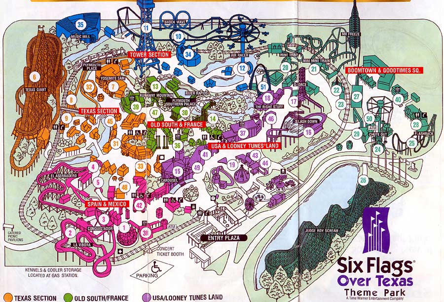Six Flags Over Texas Map 1997