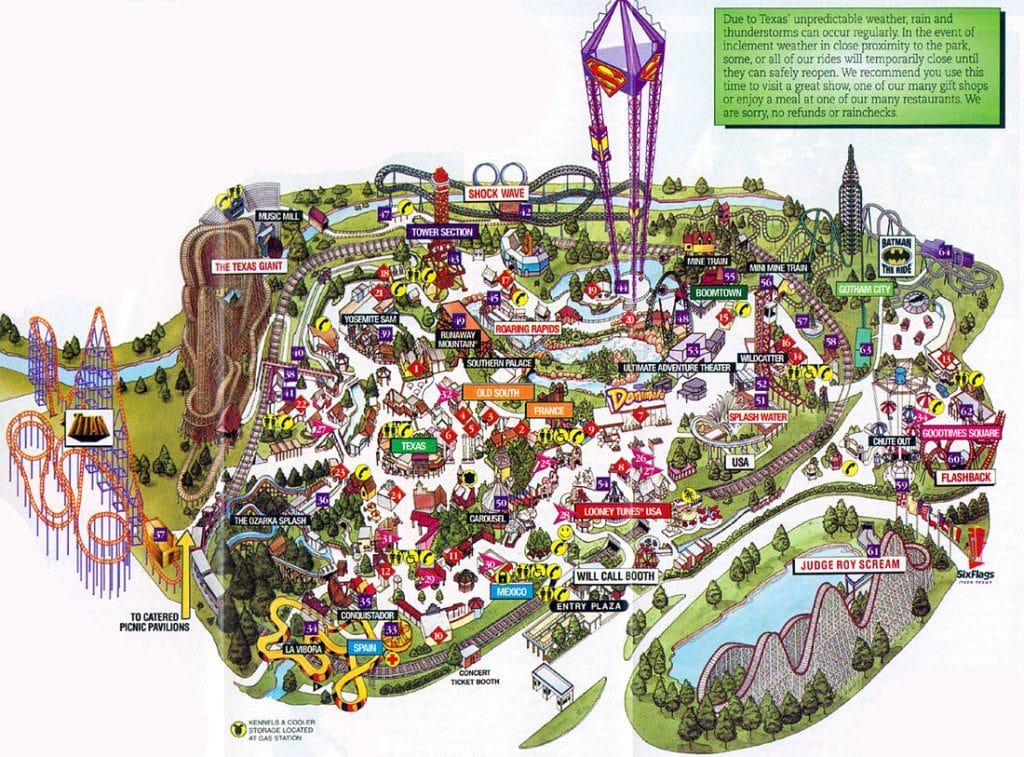 Six Flags Over Texas Map 2003