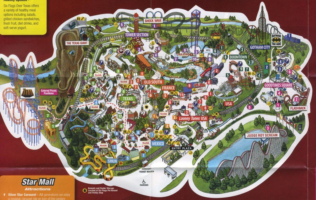 Six Flags Over Texas Map 2008
