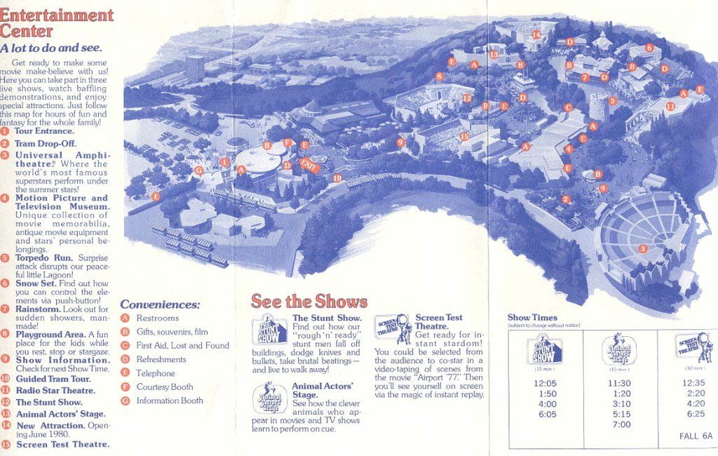 Universal Studios Hollywood Map 1980