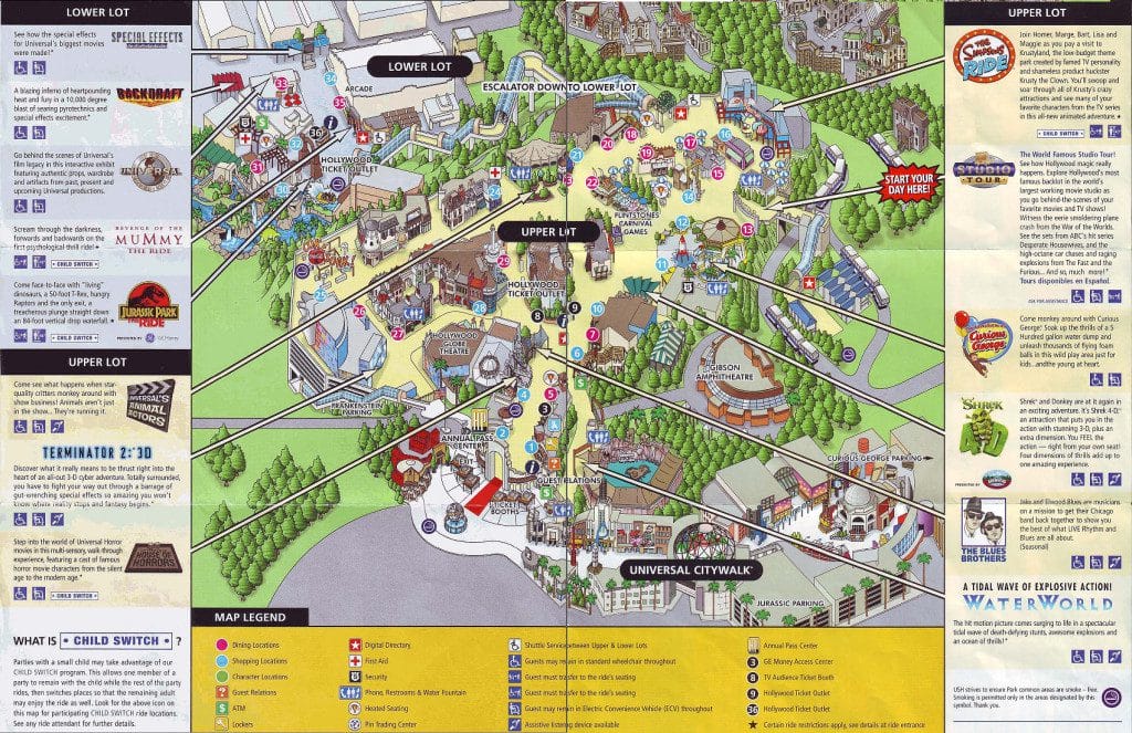 Universal Studios Hollywood Map 2009