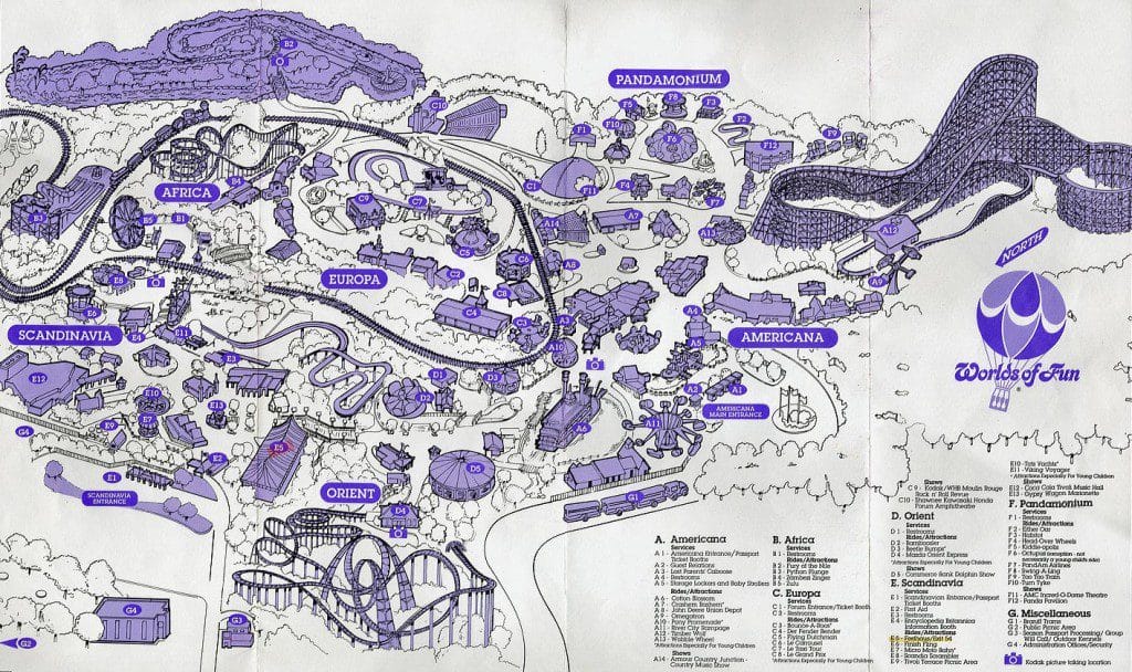 Worlds of Fun Map 1989