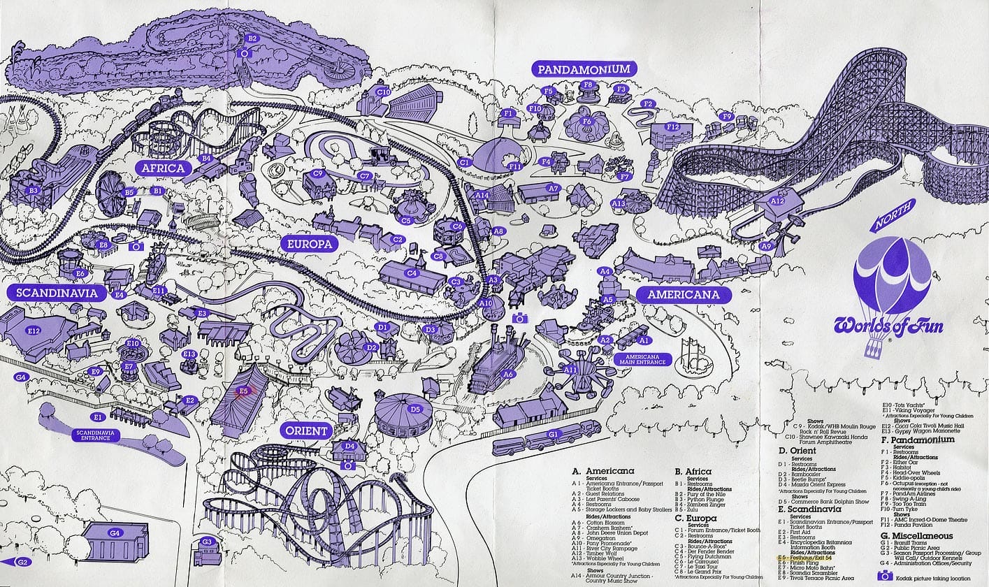 Worlds of Fun Map and Brochure - Worlds Of Fun Map 1989