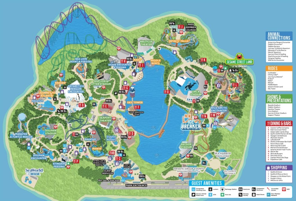 SeaWorld Orlando Map 2022