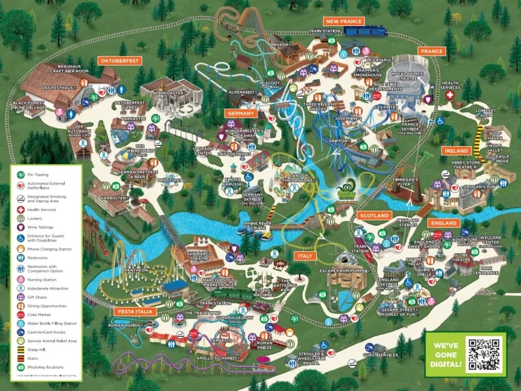 Busch Gardens - The Old Country Map 2024