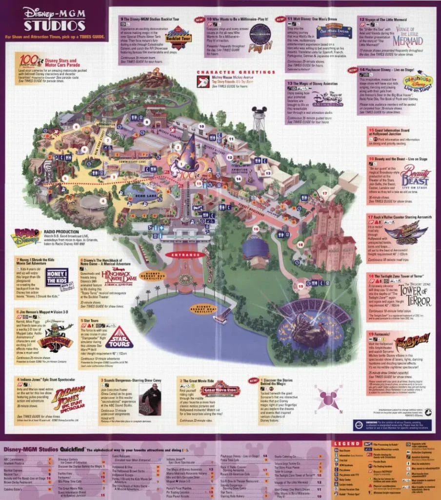 Disney Hollywood Studios Map and Brochure (1989 - 2024 ...