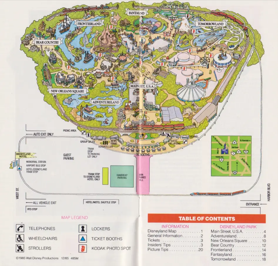 Disneyland Map 1985